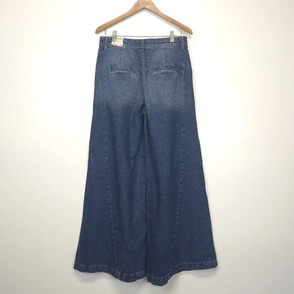 Free People We The Free Equinox Mid Rise Wide Leg Denim Trousers Size 28 - Picture 4 of 10